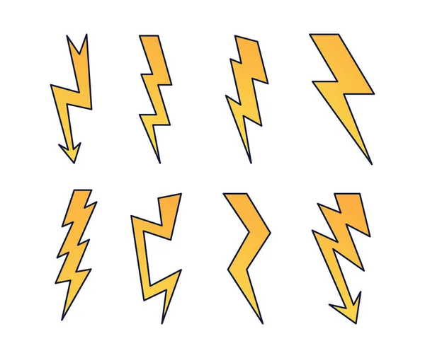 Sammlung von Symbolen mit Blitz — Stockvektor