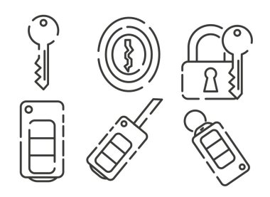Anahtarları ve kilitleri olan simgeler