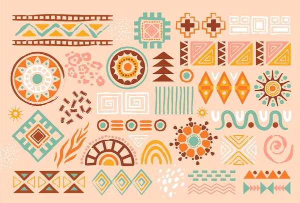 Formes abstraites africaines colorées sur fond pastel — Image vectorielle