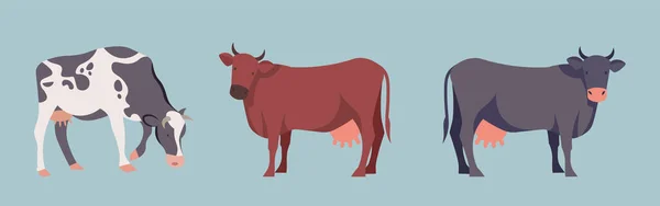 Набор наклеек с коровами — стоковый вектор