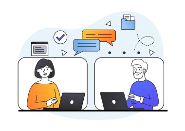 Meslektaşlar uzaktan çalışır.