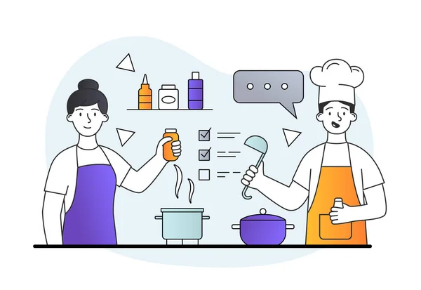 Vrouwen koken in keuken concept — Stockvector