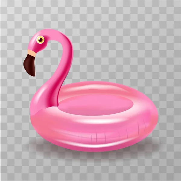 Cute różowy flamingo koło ratunkowe na przejrzystym tle — Wektor stockowy