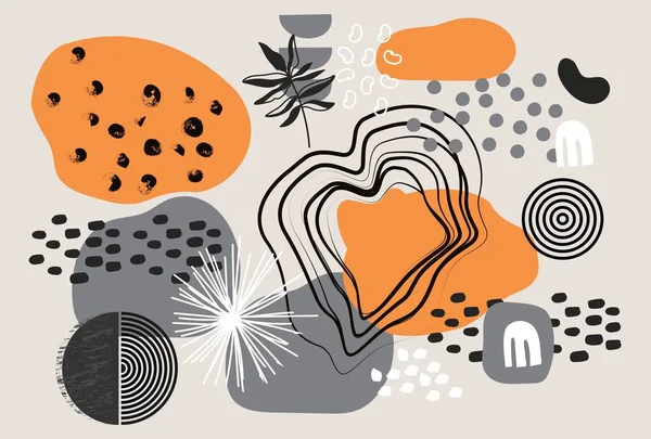 Moderno colorido abstrato doodle elementos no fundo cinza —  Vetores de Stock