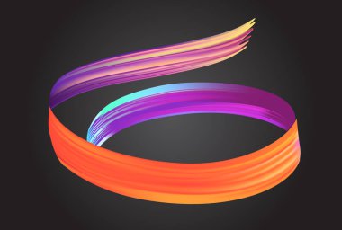 Siyah arkaplanda modern soyut renkli çizgi kurdelesi