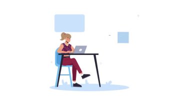 Proje uygulaması. İnternetteki toplantı veya konferans sırasında iş konularını tartışan ofis çalışanları veya meslektaşlarla afiş taşımak. Girişim ya da yeni iş başlıyor. Düz grafik çizgi film