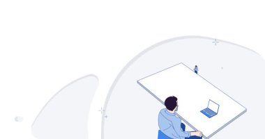 İşletme. Pazarlama danışmanları grubuyla birlikte piyasayı analiz etmek ve başarı elde etmek ve şirket kârını artırmak için strateji geliştirmek. Düz grafik çizgi film