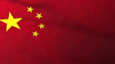 Çin Bayrağı dokusu. Çin bayrağını sallayan tam ekran video. Yurtsever ve spor etkinlikleri için kusursuz hareket tasarımı. 3 boyutlu canlandırma döngüsü canlandırmalı arka plan