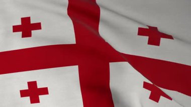 Georgia Flag dokusu. Georgia bayrağını sallarken tam ekran video. Vatanseverlik ve spor etkinlikleri için kusursuz bir tasarım. 3B canlandırma döngüsü canlandırılmış arkaplan