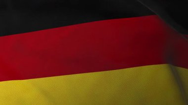 Almanya Bayrak Dokusu. Alman ulusal bayrağının dalgalanan görüntüsü Frontal Close View ile kusursuz video. Vatanseverlik ve spor etkinlikleri için hareket tasarımı. 3B canlandırma döngüsü canlandırılmış arkaplan