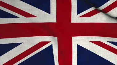 Büyük Britanya Bayrak Dokusu. Birleşik Krallık ulusal bayrağının dalgalanan görüntüsü Frontal Close View ile kusursuz video. Vatanseverlik ve spor etkinlikleri için hareket tasarımı. 3B canlandırma döngüsü canlandırılmış arkaplan