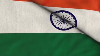 Hindistan Bayrağı dokusu. Hindistan ulusal bayrağının dalgalanan görüntüsü Frontal Close View ile kusursuz video. Vatanseverlik ve spor etkinlikleri için hareket tasarımı. 3B canlandırma döngüsü canlandırılmış arkaplan