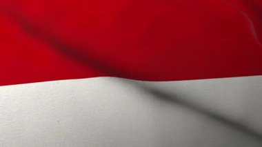 Endonezya Bayrak Dokusu. Endonezya ulusal bayrağının dalgalanan görüntüsü Frontal Close View ile kusursuz video. Vatanseverlik ve spor etkinlikleri için hareket tasarımı. 3B canlandırma döngüsü canlandırılmış arkaplan