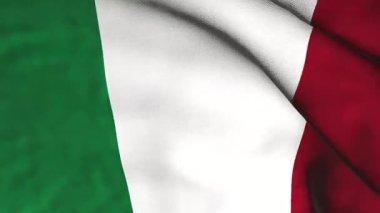 İtalya Bayrak Dokusu. Kusursuz bir video, Frontal Close Manzaralı dalgalı İtalyan ulusal bayrağı. Vatanseverlik ve spor etkinlikleri için hareket tasarımı. 3B canlandırma döngüsü canlandırılmış arkaplan
