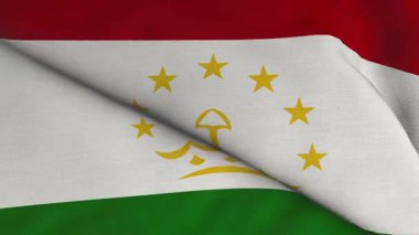 Tacikistan Bayrak dokusu. Tacikistan bayrağını sallarken tam ekran video. Vatanseverlik ve spor etkinlikleri için kusursuz bir tasarım. 3B canlandırma döngüsü canlandırılmış arkaplan