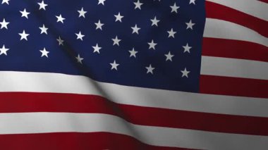 Birleşik Devletler Bayrak Dokusu. Frontal Close 'un dalgalanan ABD ulusal bayrağını izlediği kusursuz bir video. Vatanseverlik ve spor etkinlikleri için hareket tasarımı. 3B canlandırma döngüsü canlandırılmış arkaplan