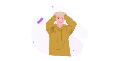 Uzaktan kumanda. Yeni görevler, projeler ve teslim tarihleri yüzünden paniğe kapılan serbest çalışan erkek pankartının taşınması. Çevrimiçi çalışan duygusal çöküntü yaşıyor. Düz grafik çizgi film