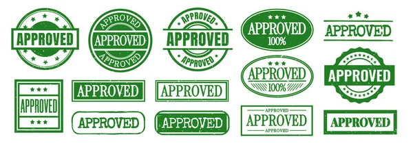 Onaylanmış pul hazır. Grunge Green Onaylanmış Lastik Pul Tasarımı. Kumlu desenli gerçekçi foklar. Belgeler için tasarım elemanları. Düz vektör illüstrasyon koleksiyonu arkaplanda izole