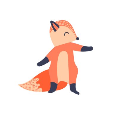 Ayakta duran sevimli çizgi film tilkisi.