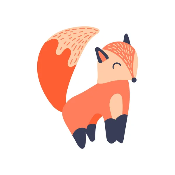 Mignon renard dessin animé dans un style naïf simple — Image vectorielle