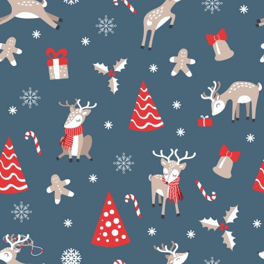 Ren geyikleriyle kusursuz Noel deseni