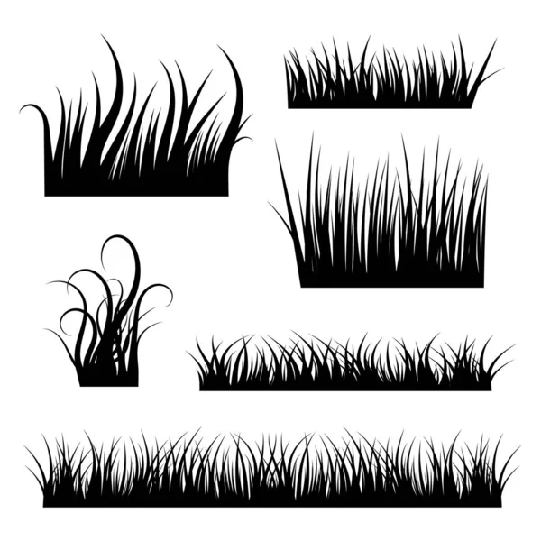 Grasschwarze Silhouetten Kollektion — Stockvektor