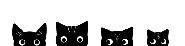 Cabezas de gato siluetas — Vector de stock