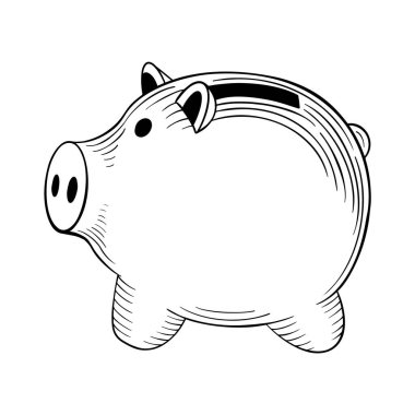 Piggy Bank eskizi klasik tarzda.