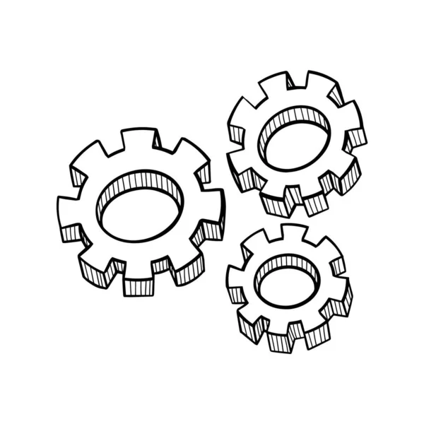 Hand drawn gear isolated on white background