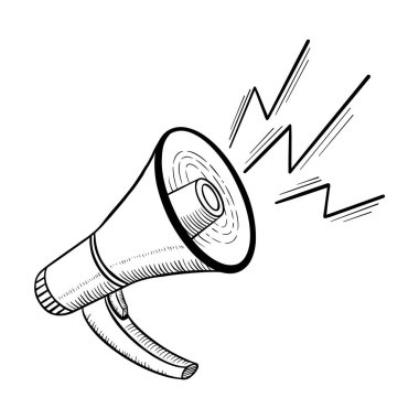 Beyaz arkaplanda hoparlör çizimi.