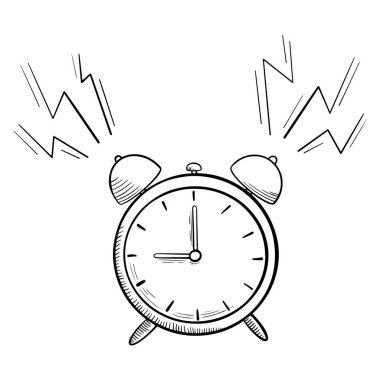 Beyaz arkaplanda alarm çizimi.