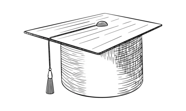 Croquis de la casquette des diplômés — Image vectorielle
