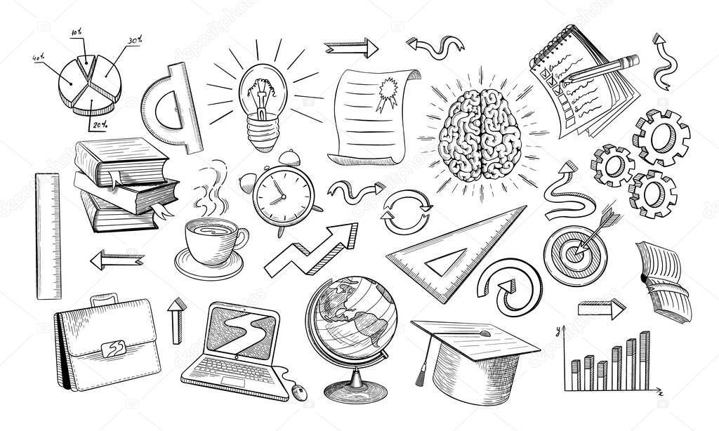 Online education doodles set