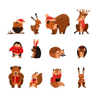 Güzel çizgi film, Noel hayvanları seti.