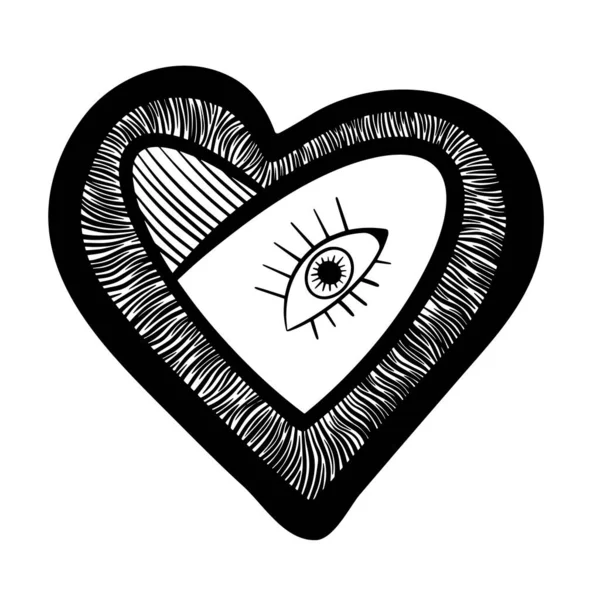 Forma de corazón dibujado a mano creativa — Vector de stock