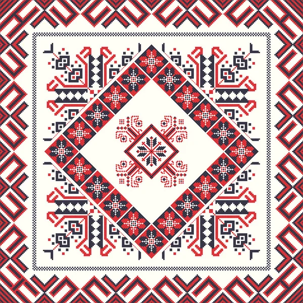 Motif Vectoriel Roumain Inspiré Broderie Traditionnelle — Image vectorielle