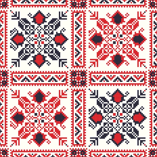 Motif Vectoriel Roumain Inspiré Broderie Traditionnelle — Image vectorielle