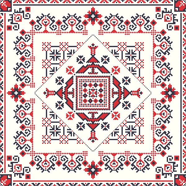 Patrón Vectorial Rumano Inspirado Bordado Tradicional — Archivo Imágenes Vectoriales