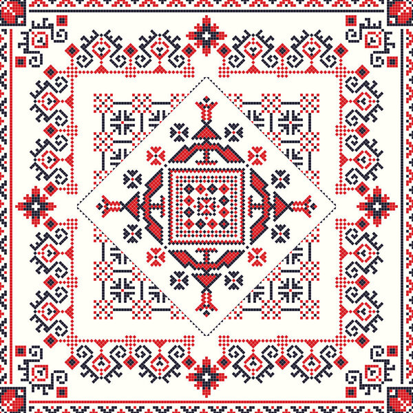 Румынский векторный узор, вдохновленный традиционной вышивкой
