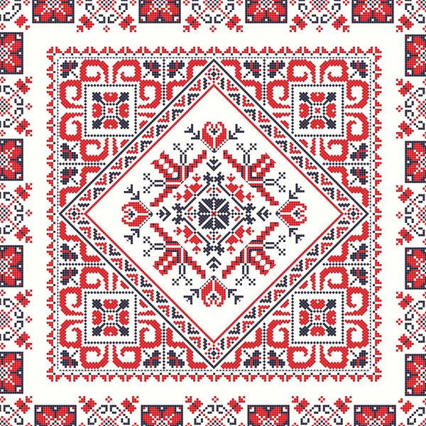 Romanian Vector Pattern Inspired Traditional Embroidery — Stock Vector