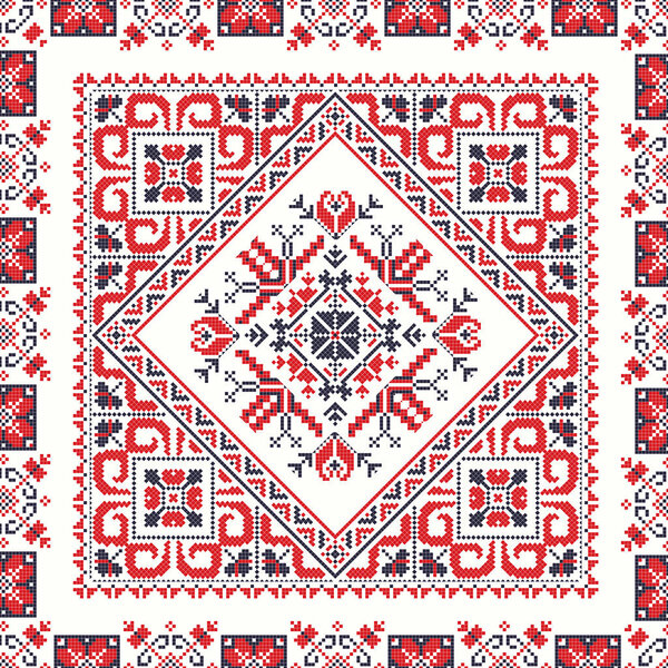 Румынский векторный узор, вдохновленный традиционной вышивкой