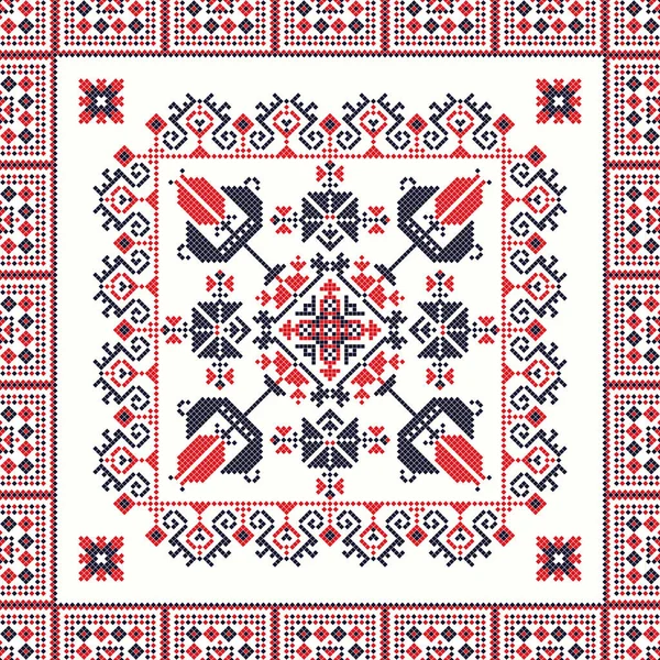 伝統的な刺繍からインスピレーションを得たルーマニアのベクトルパターン — ストックベクタ
