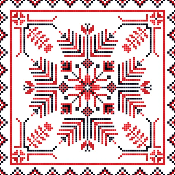 Motif Vectoriel Roumain Inspiré Broderie Traditionnelle — Image vectorielle