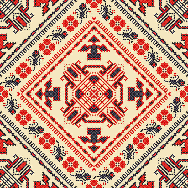 Румынский векторный узор, вдохновленный традиционной вышивкой