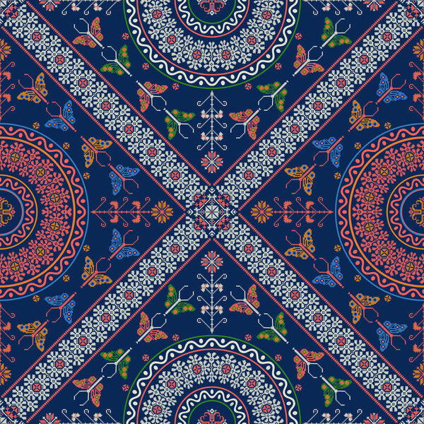 Румынский векторный узор, вдохновленный традиционной вышивкой