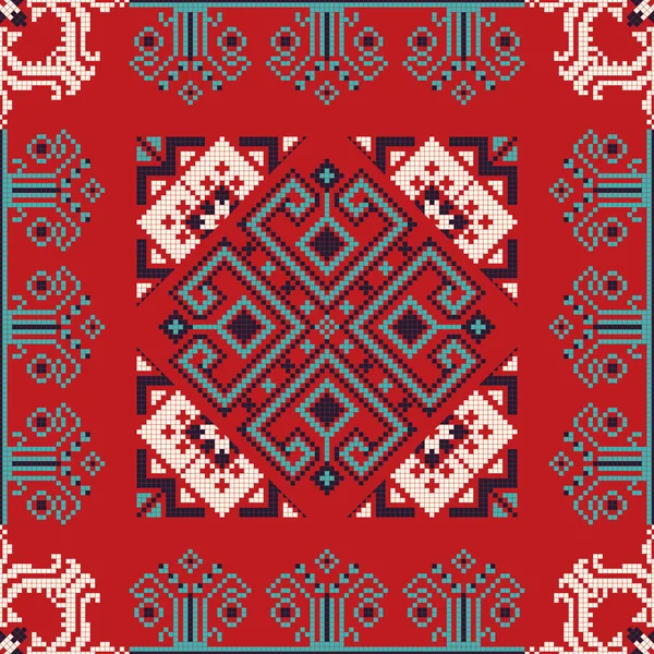 Romanian Vector Pattern Inspired Traditional Embroidery — Stock Vector