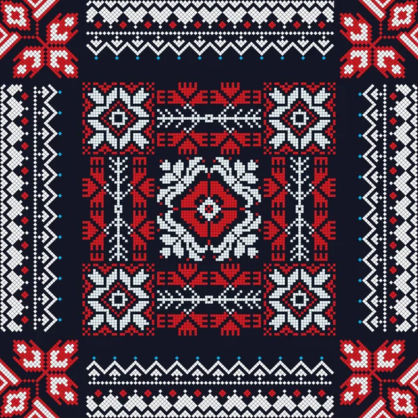 Motif Vectoriel Roumain Inspiré Broderie Traditionnelle — Image vectorielle