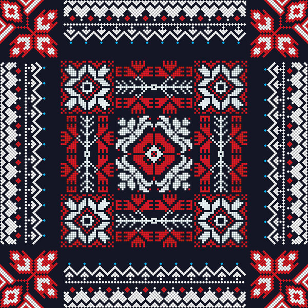 Румынский векторный узор, вдохновленный традиционной вышивкой