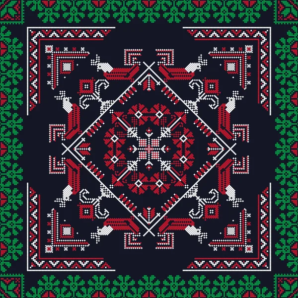 Motif Vectoriel Roumain Inspiré Broderie Traditionnelle — Image vectorielle