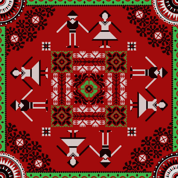 Румынский векторный узор, вдохновленный традиционной вышивкой